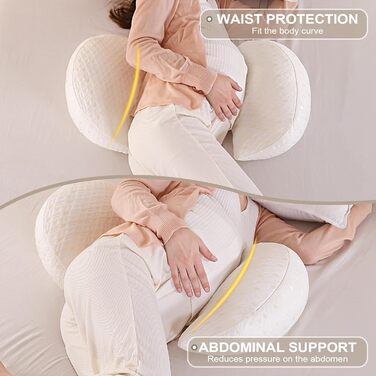 Подушка для вагітних SHANNA U-подібної форми, подушка для сну на боці, подушка для годування, з м'яким покриттям Minky Dot, велика подушка для підтримки тіла, комфортна подушка для дорослих, подушка для сну та годування малюка (білий, маленький)