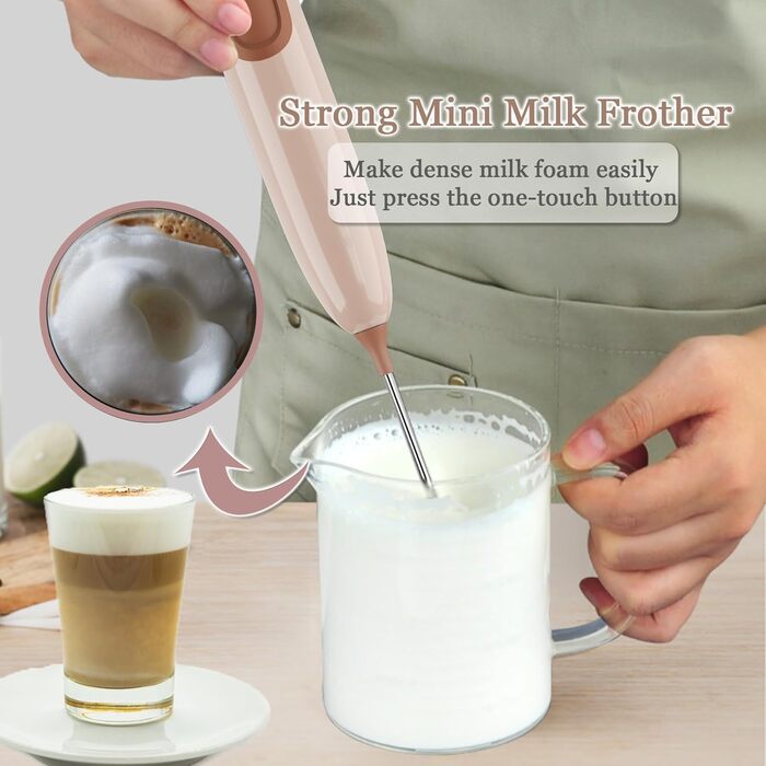 Електричний пінозмішувач Aischens для кави, лате, матча та інших напоїв (рожевий)