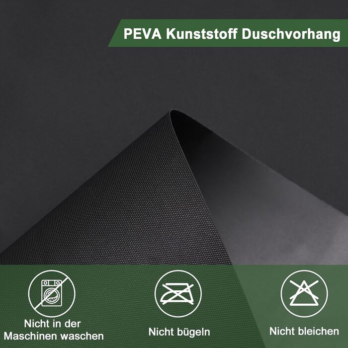 Прозорий душовий завіс AooHome 180x200 см з магнітами, антигрибковий, водонепроникний, з 12 кільцями, шестикутний малюнок, для ванни/душової кабіни (Чорний)