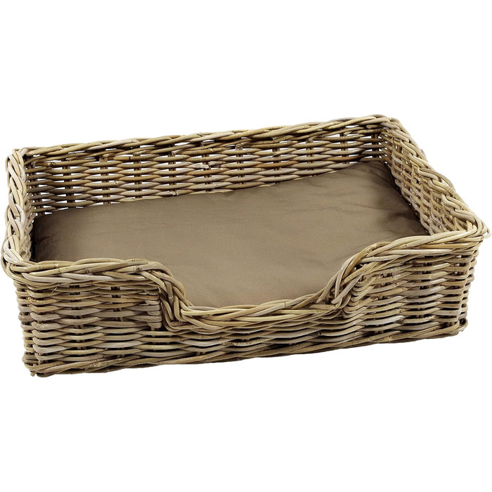 Корзина для собак Kobolo з ротанга з подушкою, 81x62x21 см