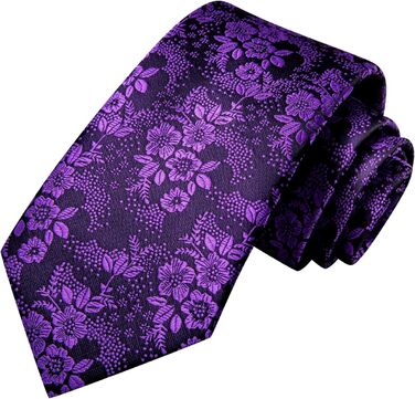 Комплект краватки Hi-Tie: шовкова краватка, нагрудний хустинка, запонки та бутоньєрка для чоловіків, темно-фіолетовий та чорний, для весілля та бізнесу