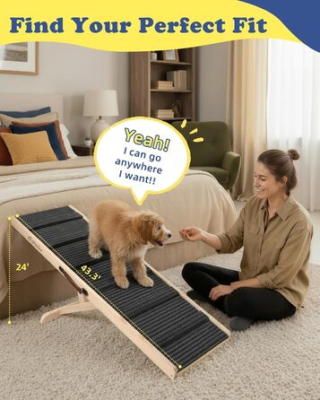 Сходинки для собак до ліжка та дивану – захист суглобів, антиковзаючі, складані, регульовані, портативні, для собак до 16 кг (до 30 кг)