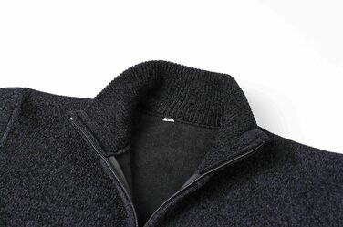 Чоловіча в'язана жилетка з коміром-стійкою та блискавкою, тепла з м'якою підкладкою, спортивна куртка-кардиган, дрібний в'яз, осінньо-зимова куртка (XXL, Чорний)