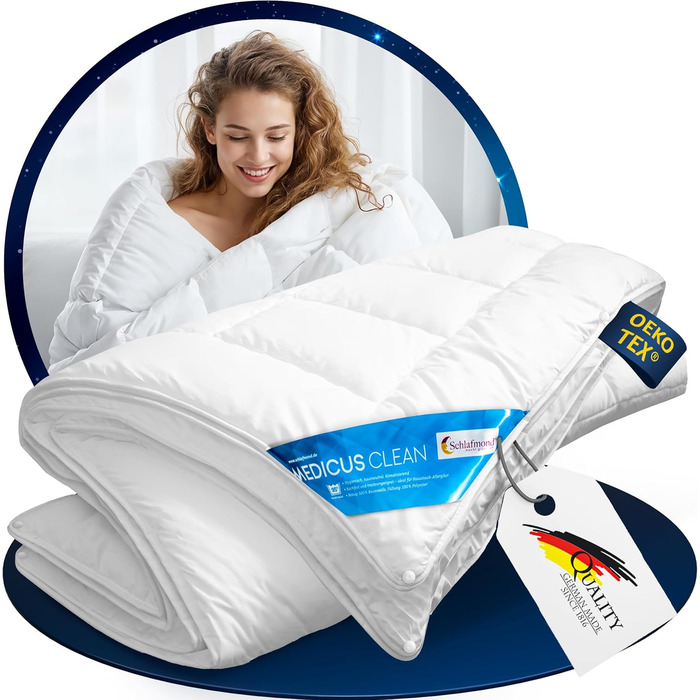 Літня ковдра Schlafmond Medicus Clean 135x200 см для алергіків – дихаюча преміум ковдра з бавовни, виготовлена в Німеччині