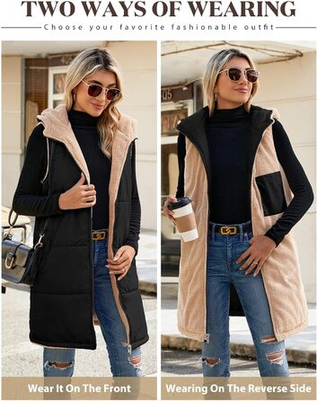 Жіноча жилетка Tuopuda з капюшоном, степкова, з флісовою підкладкою, тепла зимова куртка, безрукавка, термо-жилетка, на блискавці, чорна, розмір S