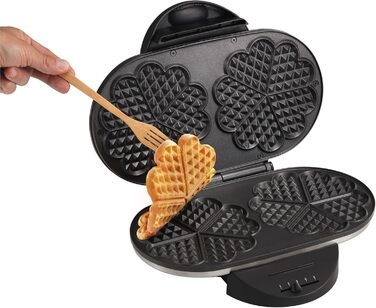 Tefal Double Heart Waffle Maker WM311D | Stepless temperature control for desired browning | Non-stick plates | Batter-catching device | 1200W | ‎37 x 11.4 x 28.5 cm Double Heart Waffle Iron