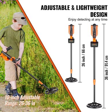 Металдетектор VEVOR Profi: професійний прилад для пошуку металу з котушкою 30 см, 7 режимів, водонепроникність IP68 (до 3 м), пошук золота, регульована ручка, Bluetooth-гарнітура, точне визначення місця розташування (15,2 см)