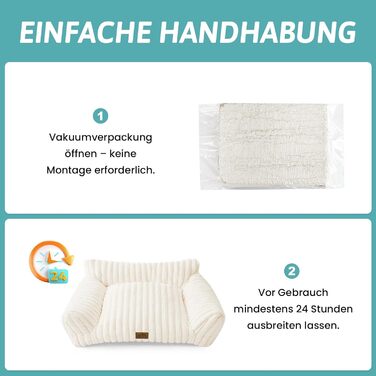 Килимок для котів XL, кремовий, 80x60x33 см - м'яке ліжко-софа для котів та собак