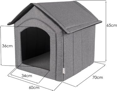 Кімната для собак, собача будка, складана з знімним дахом, ліжко для собак, котяче ліжко, ліжко для домашніх тварин, місце для сну, розмір XXL, сірий колір