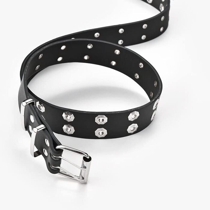 Жіночий шкіряний ремінь Punk стилю з пряжкою, чорний, з отворами у вигляді зірок, для джинсів та пальто
