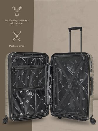 Чемодан на колесах середнього розміру з жорстким корпусом, 66 см, розширюється до 75 літрів, з TSA-замком, з поліпропілену (Collection 04), колір шампань металік