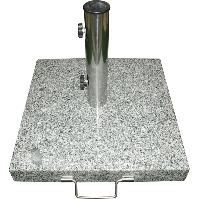 Dilego Nexos Umbrella Stand, Granite Umbrella Stand, Square 45x45cm, Approx. 25kg, Stainless Steel Tube Handle, Transport Wheels, Black-White-Grey