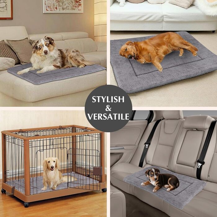 Килимок для собак Vejaoo XZ016 сірий, 60x45 см: миється, м'який, теплий