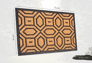 Килимок Hanse Home кокосовий для дому та вулиці 45x75 см Геометричний - вологостійкий, антиковзкий килимок для входу, коридору, тераси
