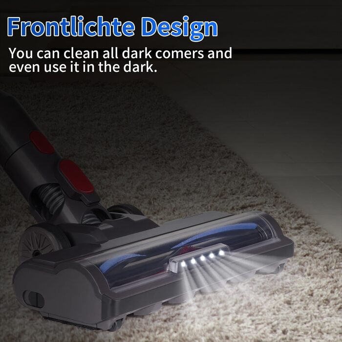 Насадка для пилососа Dyson V7, V8, V10, V11, V15, PHALIPIC, сіра, з переднім світлом, для твердих поверхонь та килимів