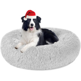 М'яке кругле ліжко для собак та котів з плюшу - Donut. Зручне ліжко-корзина для собак, котів та інших домашніх тварин. Можливі розміри S/M/L/XL/XXL. Розмір XL - 70x70x20 см, колір - світло-сірий.