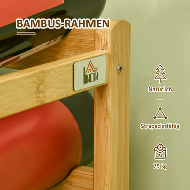HOMCOM Bamboo Wine Rack Bottle Stand for 16 Bottles, 43x23.5x38cm, Stylish Natural Wood Design for Kitchen & Living Room