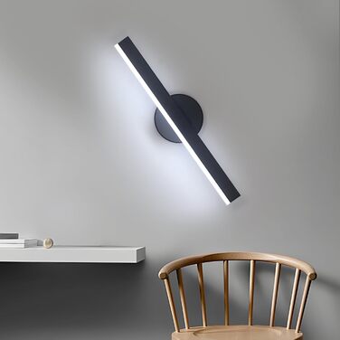 LED дзеркальна лампа Riserva 12W для ванної кімнати, поворотна 300°, 38 см, тепле світло 3000K, чорний колір