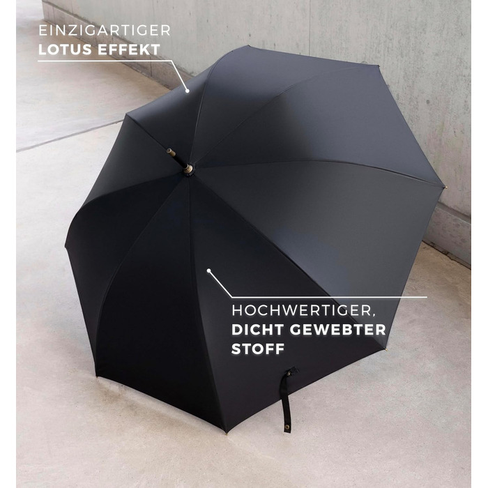 Sapor Design Umbrella Stick Umbrella Stormproof Auto-Open Windproof | XXL Large & Stable for 2 People Men & Women | Golf Umbrella Travel – 123 cm Ø Elegant Black - Modern