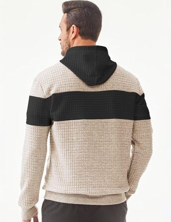 Чоловічий худі з капюшоном, теплий світшот з довгими рукавами, кольоровий блок, A Pergament, розмір S