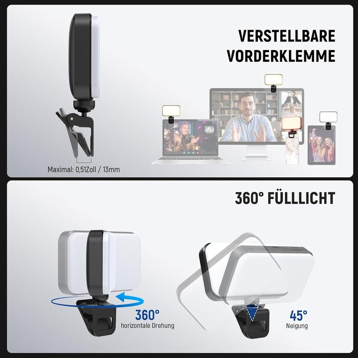 LED світло Neewer для селфі та відеозйомки на телефон/комп'ютер, 54 LED, кліпса, CRI 88, 650mAh