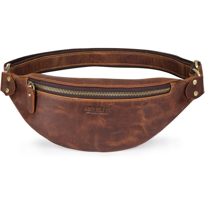 Чоловіча сумка через плече FANDARE з натуральної шкіри, бананка, поясна сумка для подорожей, туризму, занять спортом (Димно-коричневий)