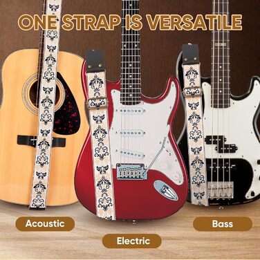 Гітарний ремінь Jacquard з вишитою бавовною та шкіряними кінцями для акустичної гітари (Gs-75-9 Yellow Jacquard)