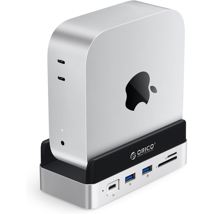 ORICO MiniDock VS10: Док-станція та підставка для Mac mini M4/M4 Pro з корпусом для NVMe SSD, хаб USB-C з 4K HDMI, DisplayPort, SD/TF 3.0, USB-C/A 10Gbps, PD 100W, 10-в-1, DIY
