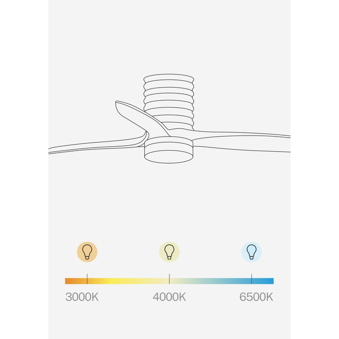 Вентилятор стельовий з підсвіткою Windcalm Line білий/дерево, Wi-Fi, пульт, 132 см, 40W