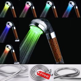 Душова лійка Amison з фільтром, шлангом, 7-кольоровим LED підсвічуванням, водозберігаюча