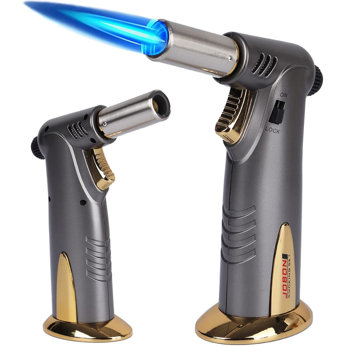 Бутанова запальничка з подвійним полум'ям преміум-класу для кухні, приготування їжі, BBQ з регульованою яскравістю та блокуванням