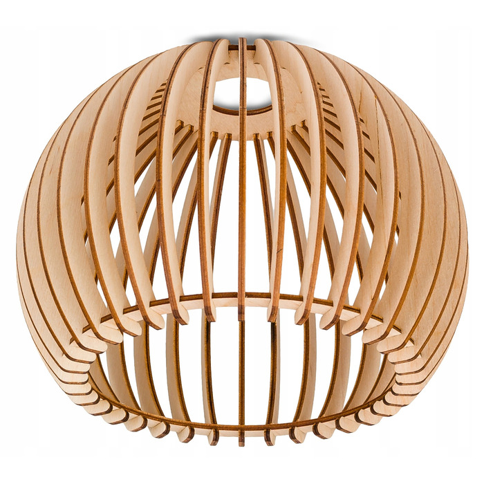 Стеля люстра-плафон у стилі LOFT, рухома, з кулястим плафоном 36 см, дерево, на 3 лампи E27