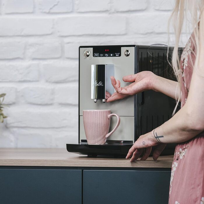 Melitta Solo - Fully Automatic Coffee Machine - 2-Cup Function - Adjustable Coffee Dispenser - Conical Burr Grinder - 3-Level Adjustable Coffee Strength - Limited Edition - Sandy Grey (E950-777) Sandy Grey Single