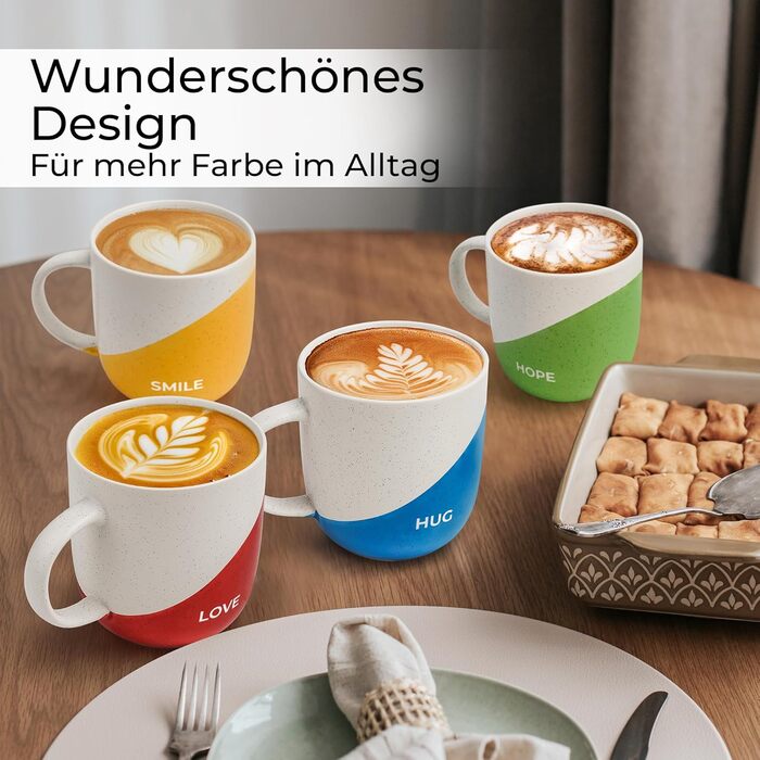 Набір кавових чашок Miamio 4 шт по 300 мл з приколами/Подарункові чашки для мами, тата, жінок, чоловіків, сім'ї, друзів/Підходить для мікрохвильової печі та миття в посудомийній машині (Дизайн B)