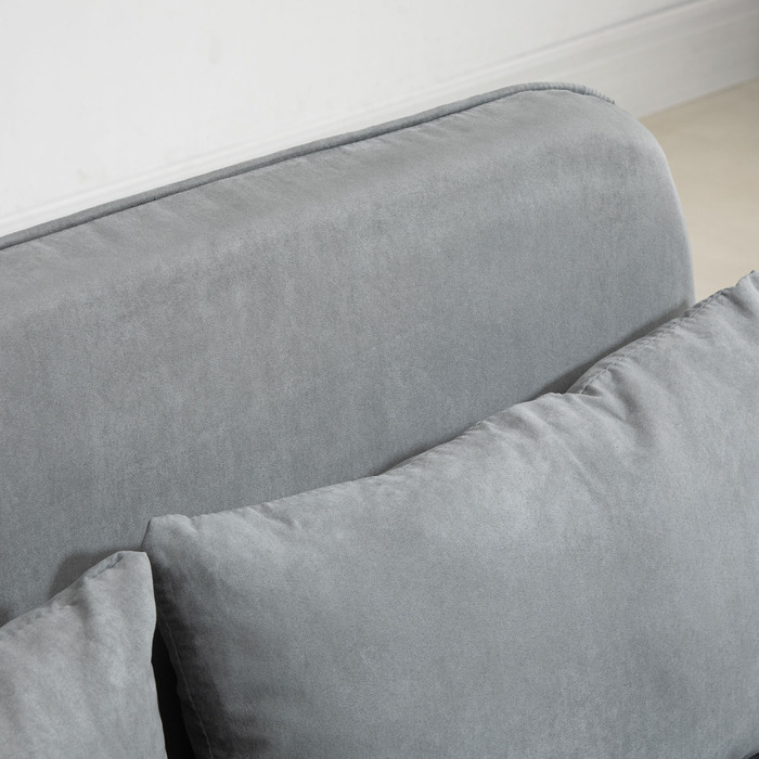 HOMCOM 2-Seater Sleeper Sofa with Bed Function & Cushion, Adjustable Sofa, up to 150kg, Light Grey | Aosom