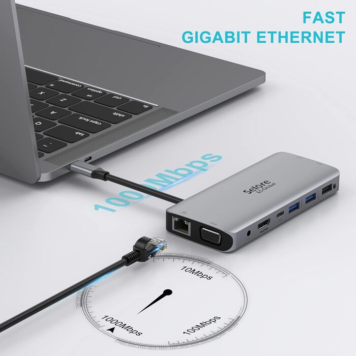 Док-станція USB-C для ноутбука з підтримкою 2 моніторів 4K, 13 в 1, з DisplayPort, HDMI, USB3.1, RJ45, 100W PD, кардридер, аудіо/мікрофон, для Dell HP (сірий)