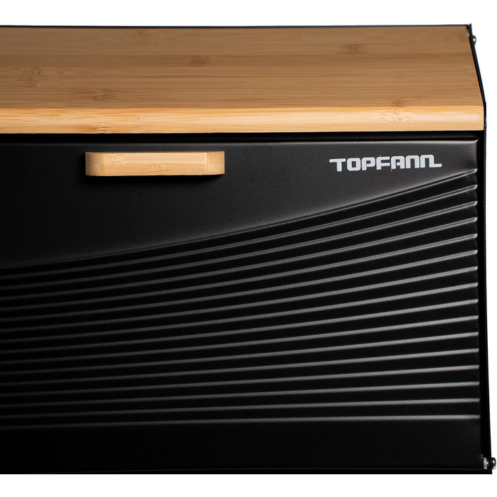 Бак для хліба з бамбука та металу, чорний | Бак для хліба, контейнер для хліба