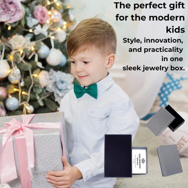 Браслет дитячий шкіряний Halukakah Jazz Junior для хлопчиків, чорний з плетінням (синьо-червоно-зелений), магнітний замок, 18-19.5 см, подарункова коробка