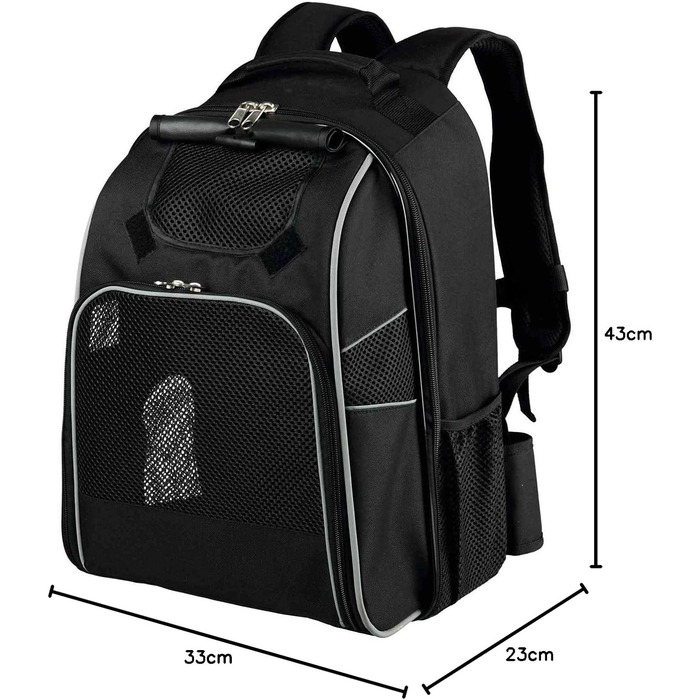 Рюкзак-переноска для тварин Trixie William, чорний, 33 x 43 x 23 см