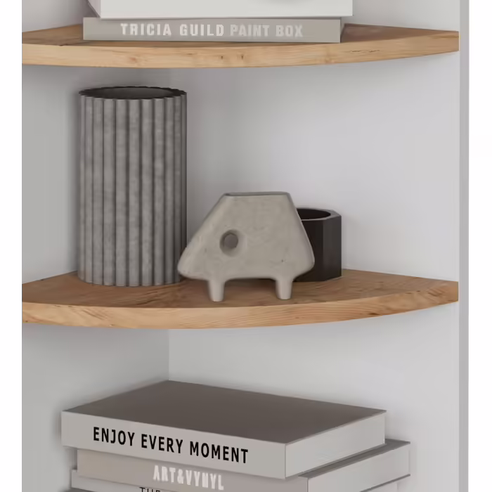 Кутова книжкова полиця Vicco Ecki, біла/дуб золотий, 30x60 см