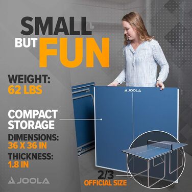 Стол для настільного тенісу JOOLA Midsize з комплектом сітки та м'ячиками