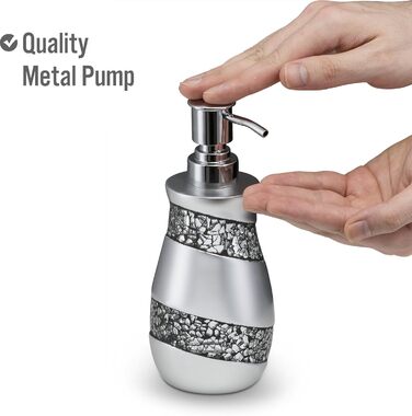 Набір аксесуарів для ванної кімнати Dwellza, срібляний мозаїчний набір, 6 предметів, срібляний, себорер, тримач для зубних щіток, стакан, мильниця, кришка для серветок, сміттєвий бак