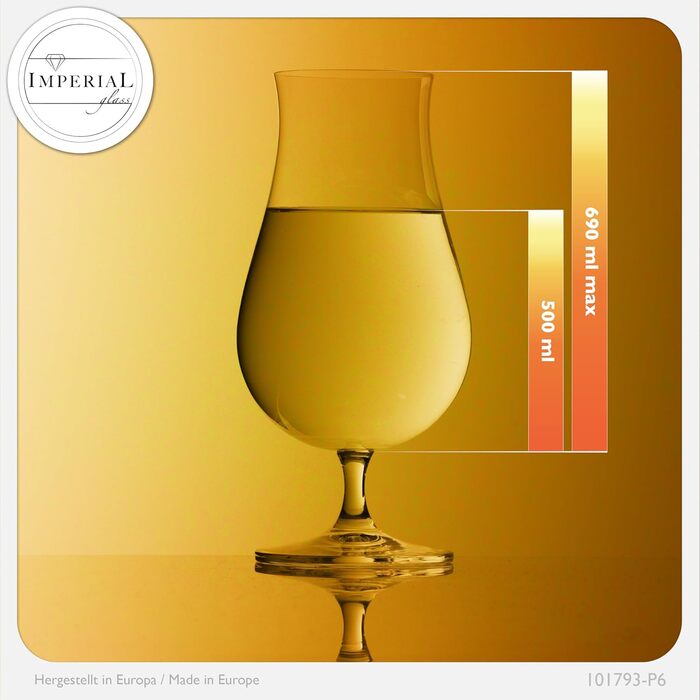 Набір пивних келихів Pilsner 500 мл (6 шт) Crystalline Glass - Келихи для пива, пивні тульпи 0.5 л
