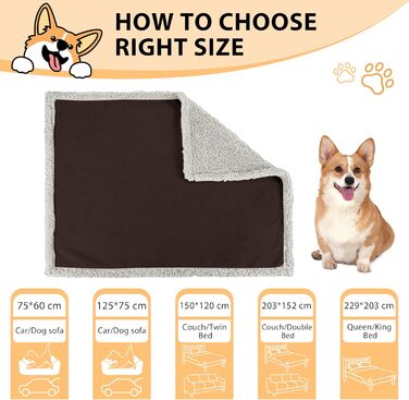 Водонепроникний коврик для собак та котів, миючий, захисний коврик для дивану, теплий та м'який, великий розмір 150 x 120 см, коричневий/тауп