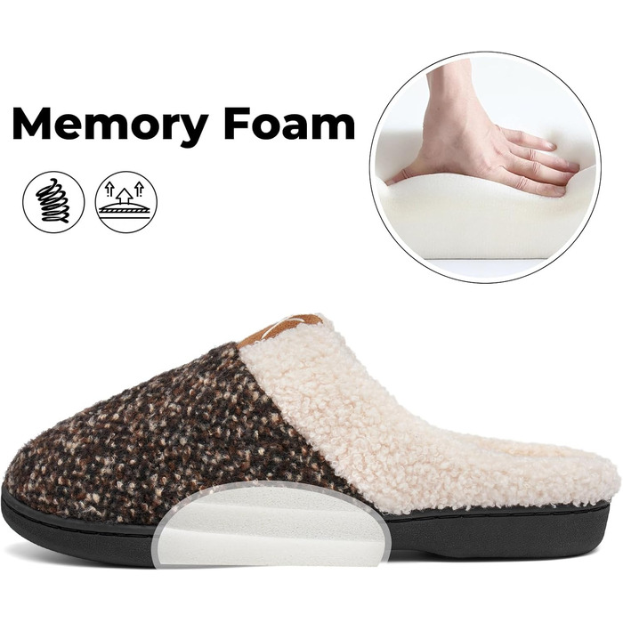 Тапочки зимові Mishansha для чоловіків та жінок, утеплені, з пам'яттю, з плюшу, білі (40/41 EU, Кофе)