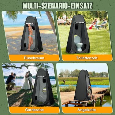 Charmofun Pop Up Shower Tent - Portable Camping Toilet & Changing Tent with UV Protection - Black