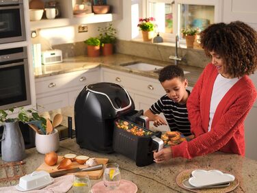 Фритюрниця електрична Russell Hobbs подвійна 8.5л з технологією Rapid Air Fryer, 8 програм, сенсорний екран, кошики 4.25л, посудомийна безпека 27290-56S