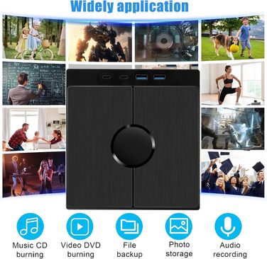 Зовнішній CD/DVD привід USB 3.0 Type-C з картридером SD/TF, портативний CD/DVD записувач для ноутбука, ПК, MacBook (Windows, macOS, Linux)