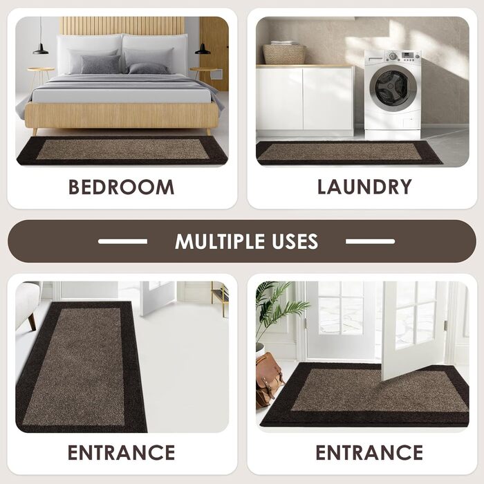 При Entrance килимок для бруду FCSDETAIL 60 x 90 см, вологопоглинаючий та антиковзаючий килимок для входу, собак та дому, коричневий