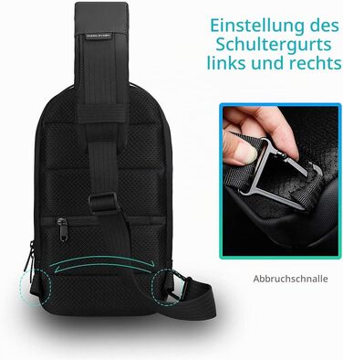 Водонепроникна сумка-слінг Mark Ryden Crossbody проти крадіжок для чоловіків та жінок, сумка через плече для подорожей, під планшет 9.7' iPad, чорна